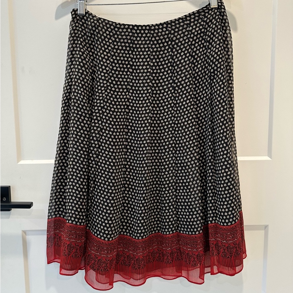 Anne Klein Vintage Silk Floral Print Skirt Size 10